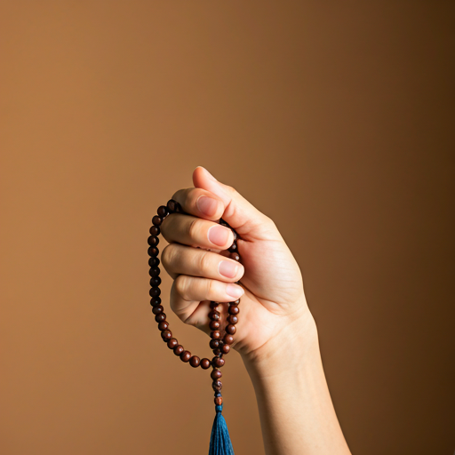 Person holding prayer beads
