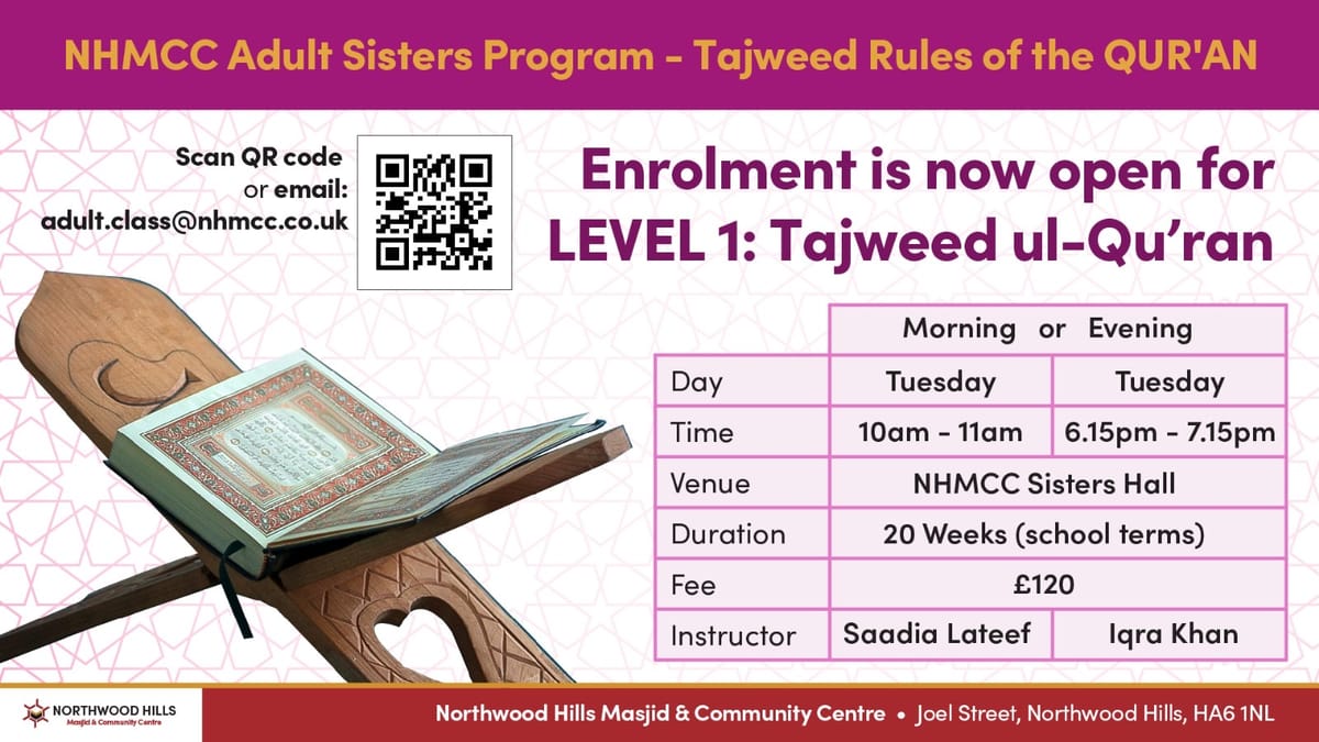 Sisters Tajweed Class at NHMCC